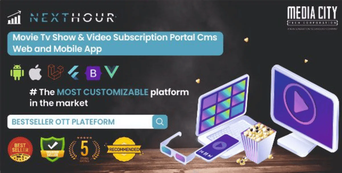 Next Hour – Movie Tv Show & Video Subscription Portal Cms Web and Mobile App